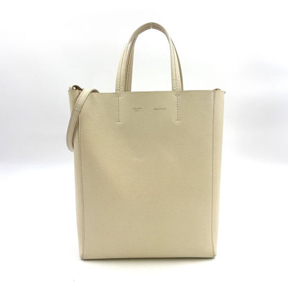 Celine Vertical Cabas 2WAY Shoulder Leather Off White Handbag Gold
