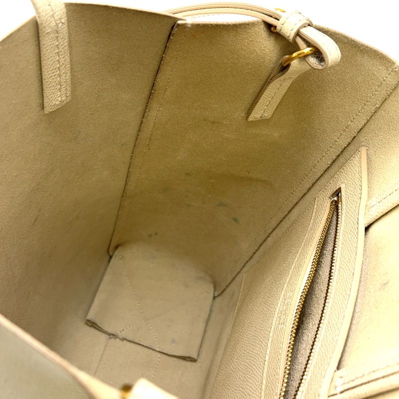 Celine Vertical Cabas 2WAY Shoulder Leather Off White Handbag Gold