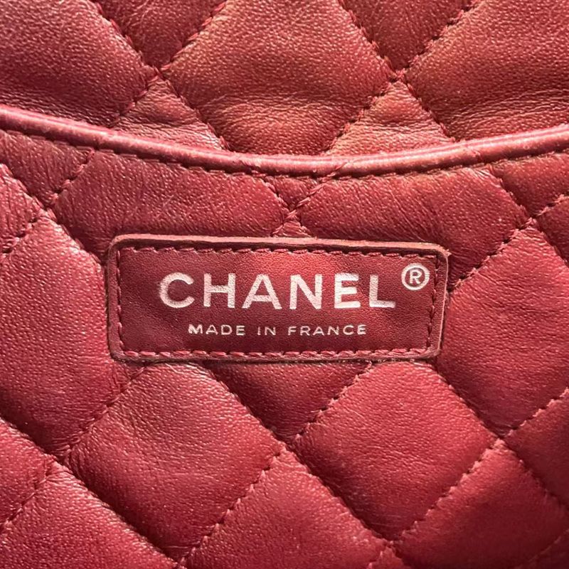 Chanel Matelasse Double Chain Serial No 17 Caviar Skin Red Shoulder Bag Silver