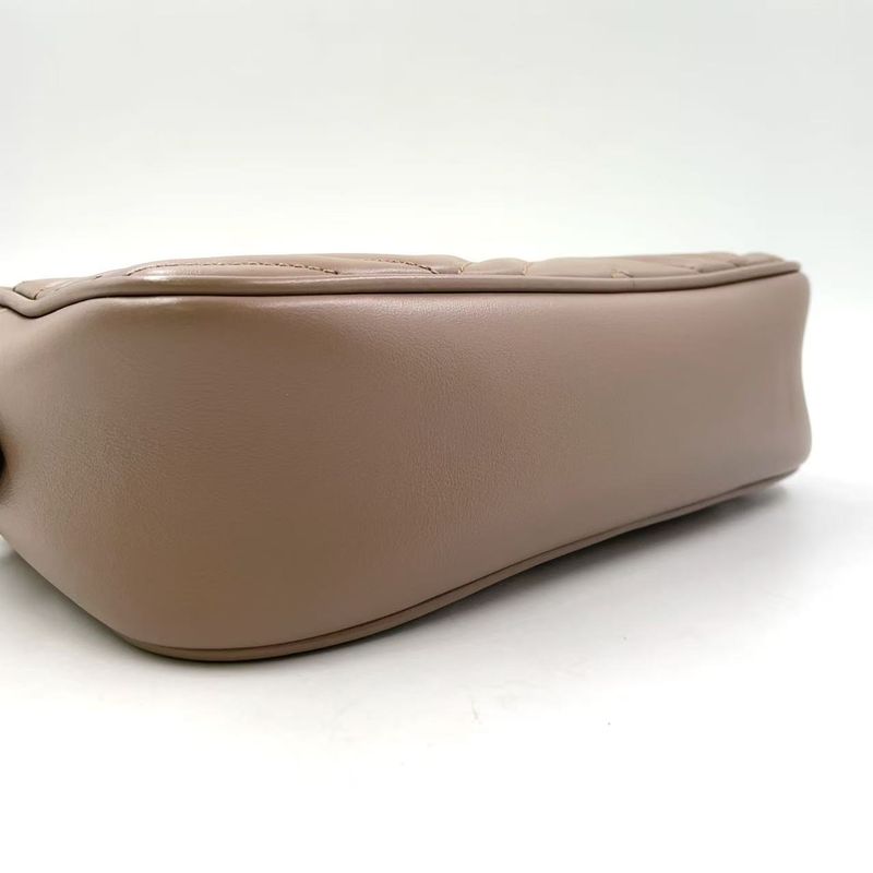 Gucci GG Marmont Quilted Small Chain Leather Beige Shoulder Bag Gold 447632