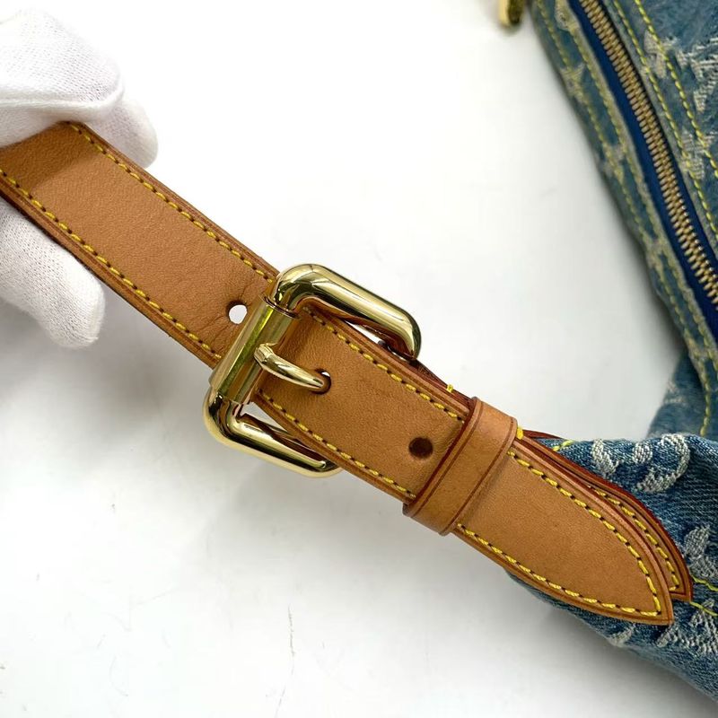 Louis Vuitton Baggy GM Monogram Denim Monogram Denim Leather × Denim Blue ×