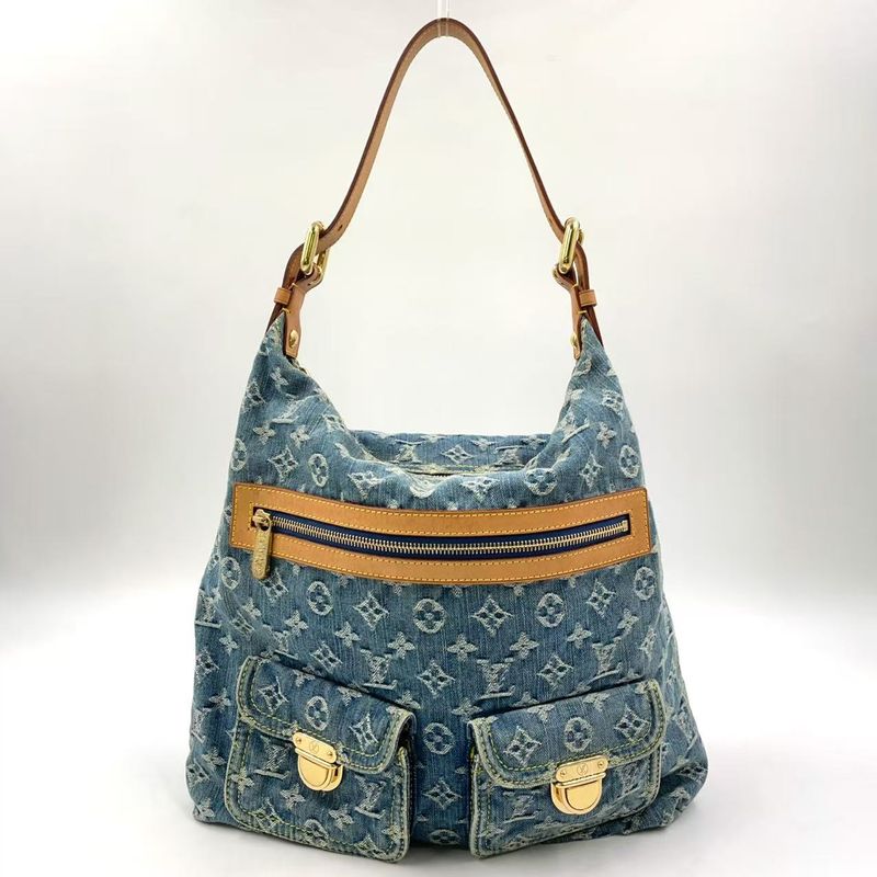 Louis Vuitton Baggy GM Monogram Denim Monogram Denim Leather × Denim Blue ×