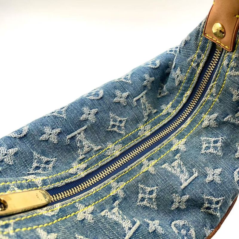 Louis Vuitton Baggy GM Monogram Denim Monogram Denim Leather × Denim Blue ×