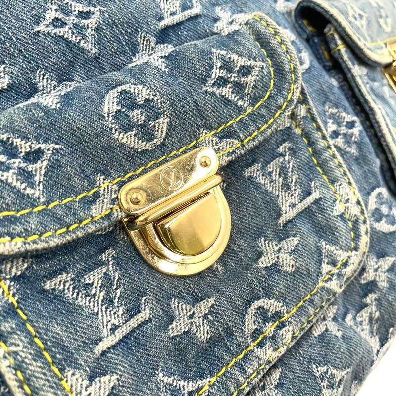 Louis Vuitton Baggy GM Monogram Denim Monogram Denim Leather × Denim Blue ×