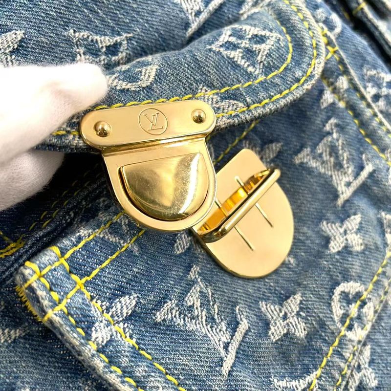 Louis Vuitton Baggy GM Monogram Denim Monogram Denim Leather × Denim Blue ×