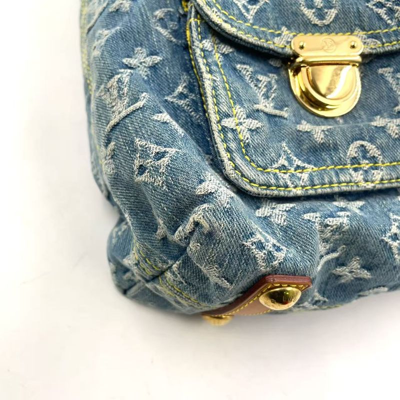 Louis Vuitton Baggy GM Monogram Denim Monogram Denim Leather × Denim Blue ×