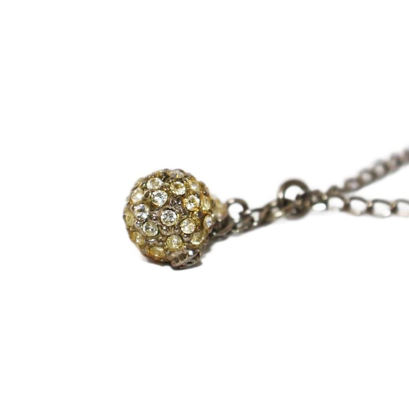 Chanel Coco Mark Necklace Pendant Mirror Ball Silver Color KH - OH