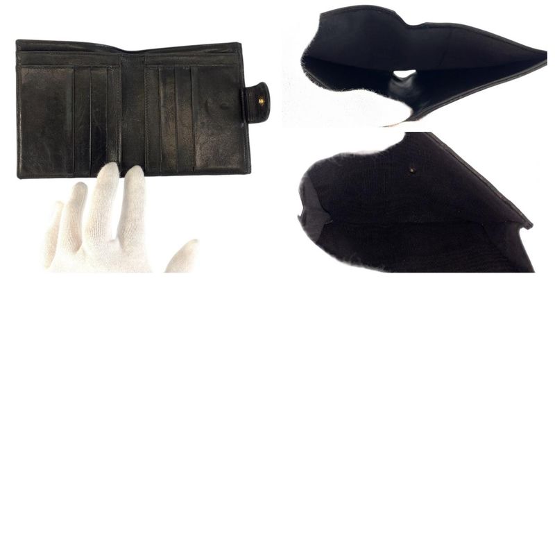 Chanel Bicolore Coco Mark Black Gold Hardware Lambskin Fold Wallet Compact