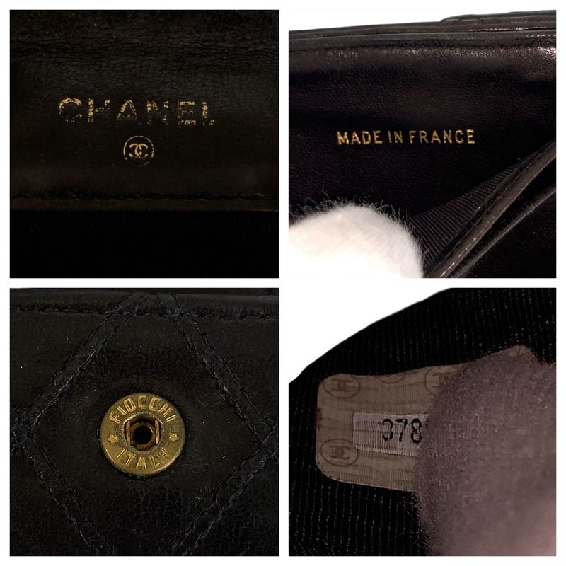 Chanel Bicolore Coco Mark Black Gold Hardware Lambskin Fold Wallet Compact