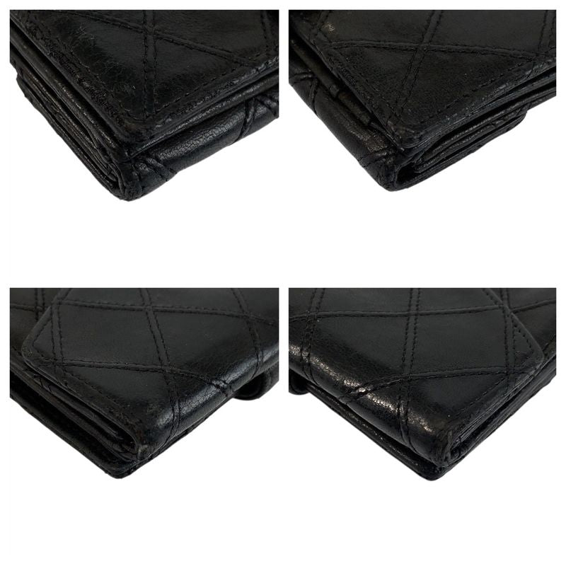 Chanel Bicolore Coco Mark Black Gold Hardware Lambskin Fold Wallet Compact