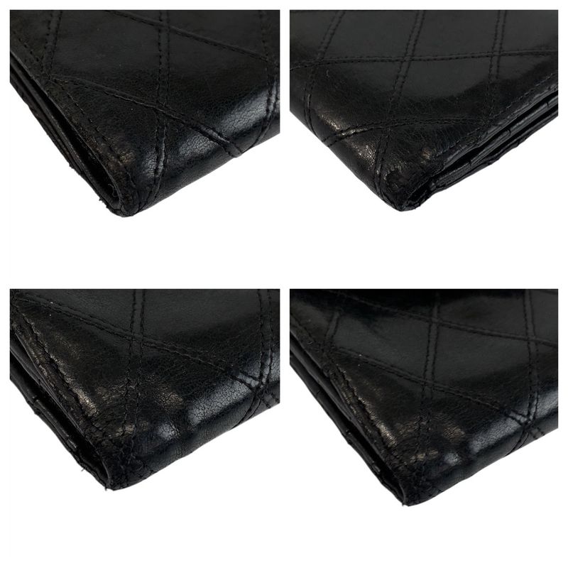 Chanel Bicolore Coco Mark Black Gold Hardware Lambskin Fold Wallet Compact