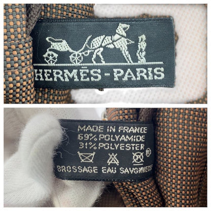 Hermes Her Line MM Brown Silver Hardware Canvas Tote Handbag Ladies 505870