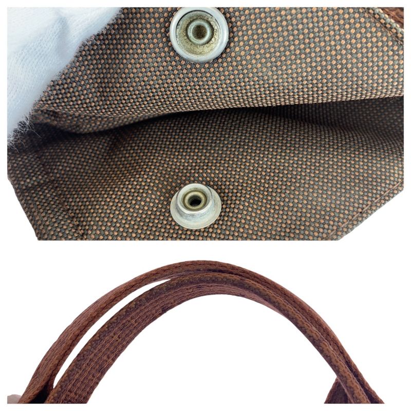 Hermes Her Line MM Brown Silver Hardware Canvas Tote Handbag Ladies 505870