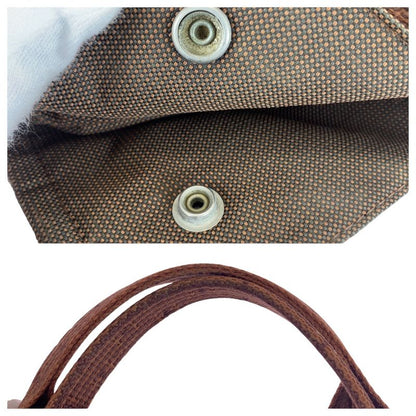 Hermes Her Line MM Brown Silver Hardware Canvas Tote Handbag Ladies 505870