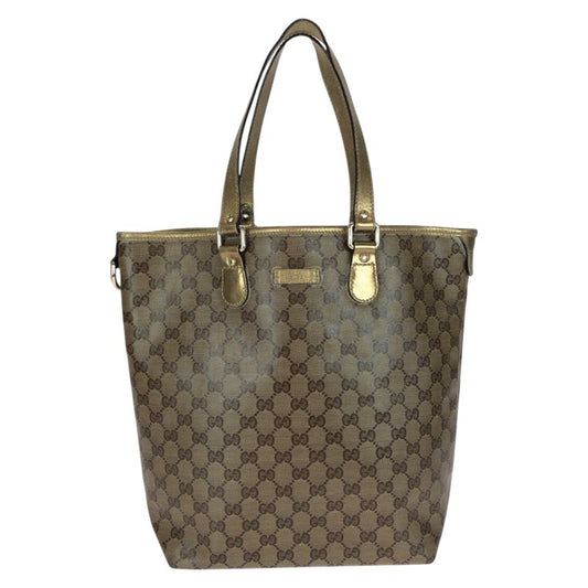 Gucci GG Crystal Beige Gold Hardware PVC 189896 Tote Bag Shoulder Bag 2way