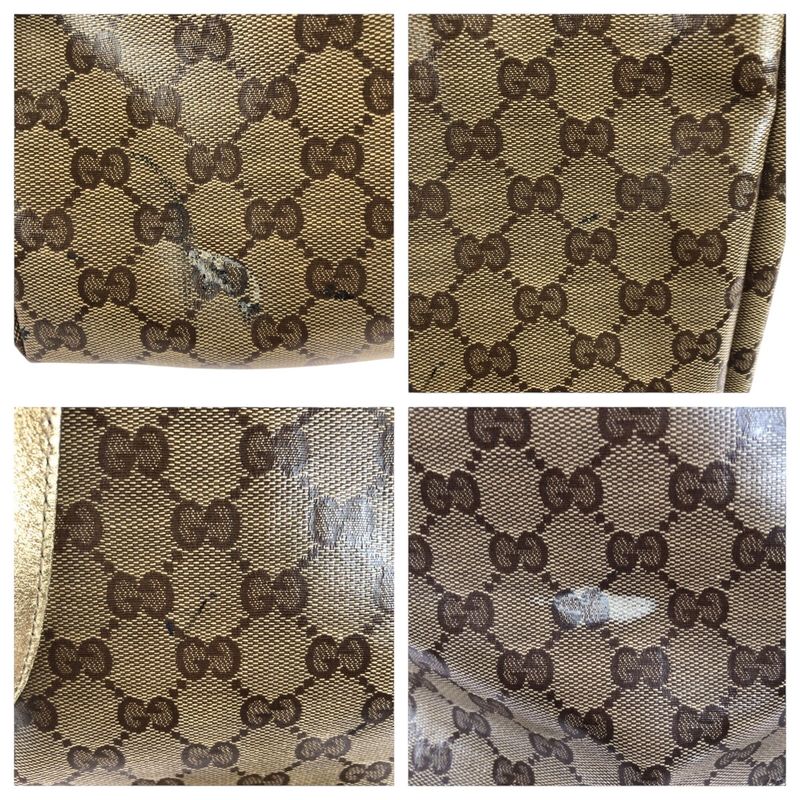 Gucci GG Crystal Beige Gold Hardware PVC 189896 Tote Bag Shoulder Bag 2way