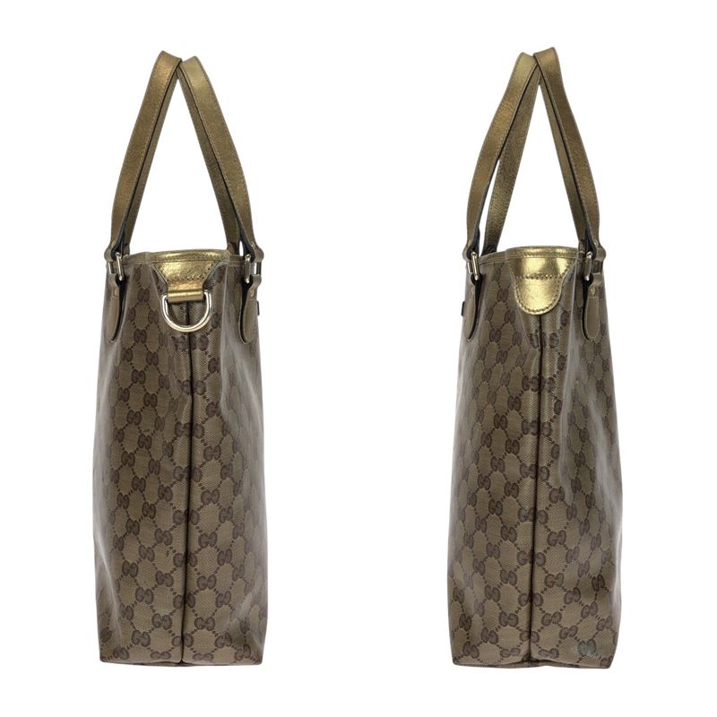 Gucci GG Crystal Beige Gold Hardware PVC 189896 Tote Bag Shoulder Bag 2way
