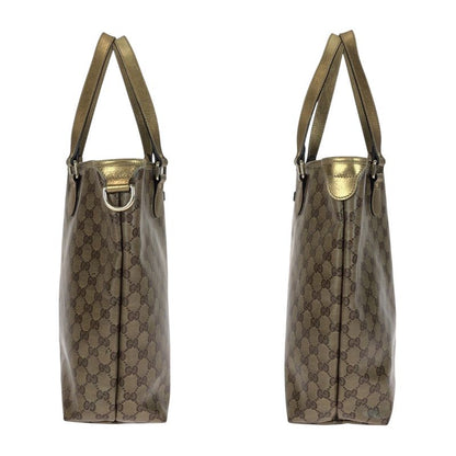 Gucci GG Crystal Beige Gold Hardware PVC 189896 Tote Bag Shoulder Bag 2way