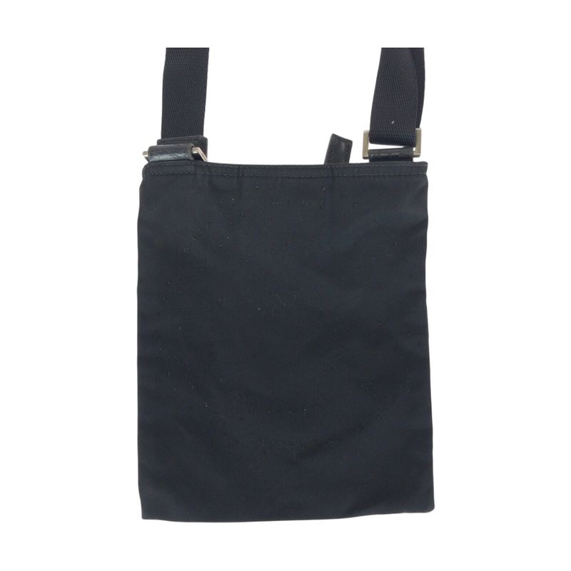 Prada Tessuto Triangle Logo Plate Black Silver Hardware Nylon Shoulder Bag