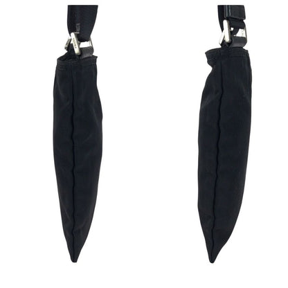 Prada Tessuto Triangle Logo Plate Black Silver Hardware Nylon Shoulder Bag