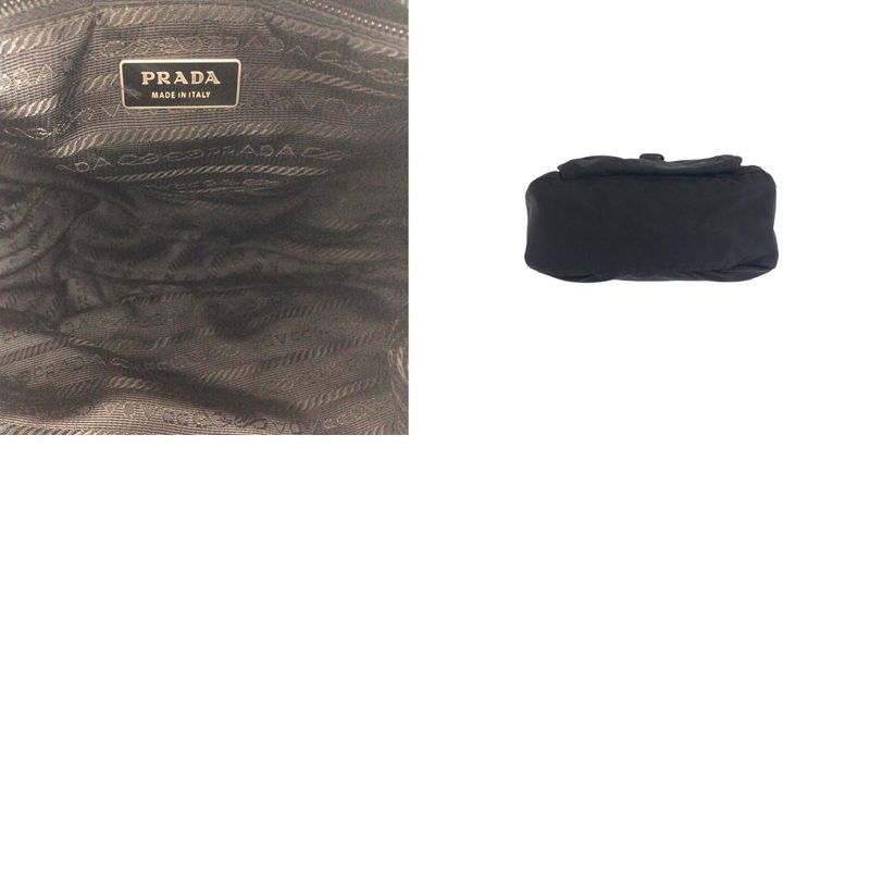 Prada Tessuto Triangle Logo Plate Black Silver Hardware Shoulder Bag Messenger