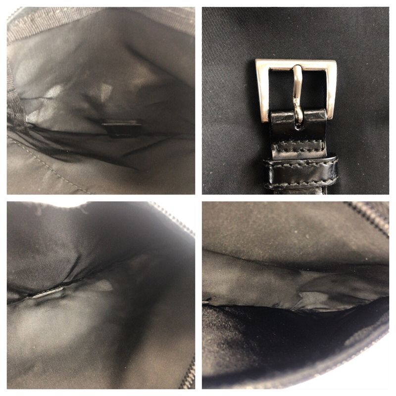 Prada Tessuto Triangle Logo Plate Black Silver Hardware Shoulder Bag Messenger