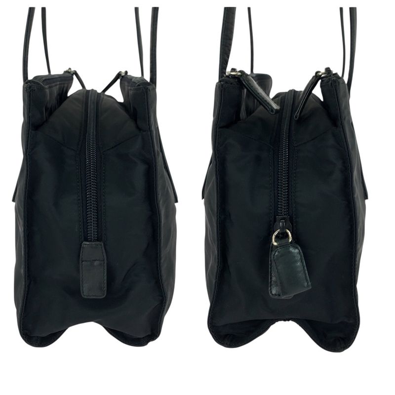 Prada Tessuto Triangle Logo Plate Black Silver Hardware Nylon/leather Shoulder