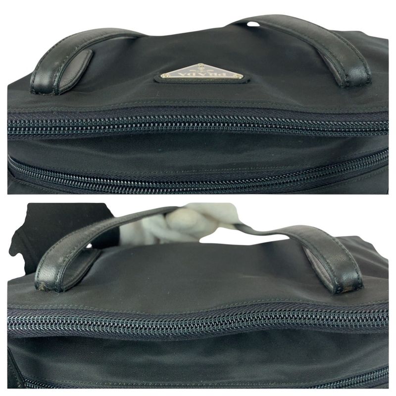 Prada Tessuto Triangle Logo Plate Black Silver Hardware Nylon/leather Shoulder