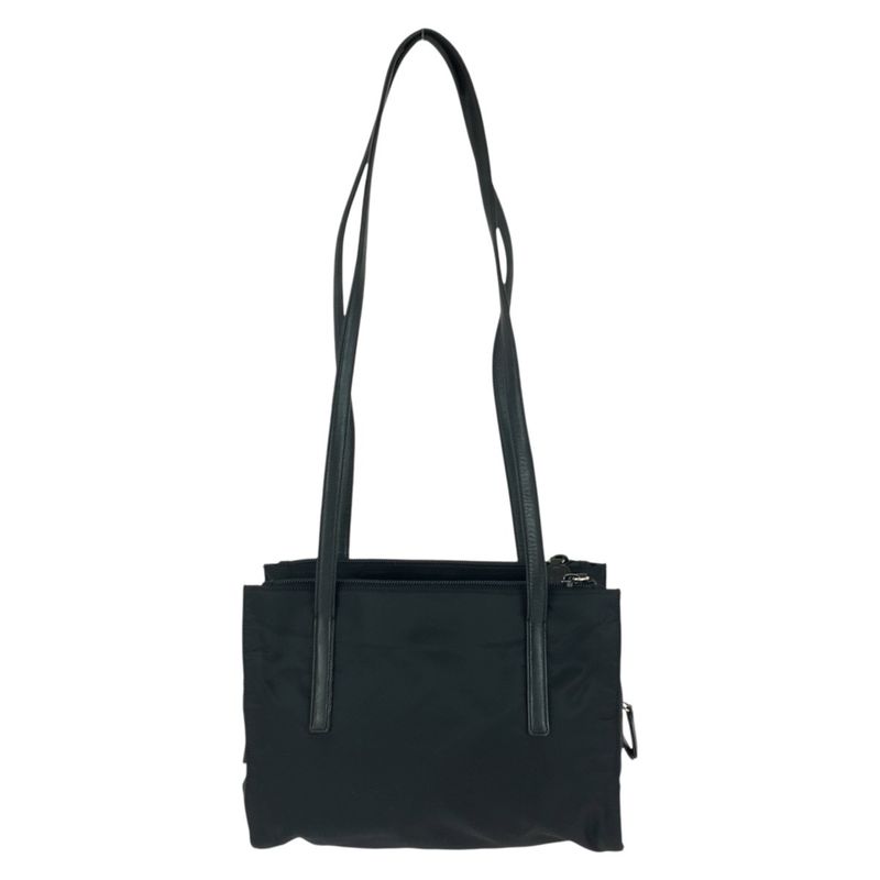 Prada Tessuto Triangle Logo Plate Black Silver Hardware Nylon/leather Shoulder