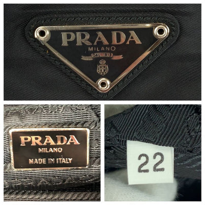 Prada Tessuto Triangle Logo Plate Black Silver Hardware Nylon/leather Shoulder