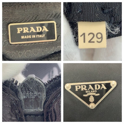 Prada Tessuto Triangle Logo Plate Black Silver Hardware Nylon/leather Shoulder