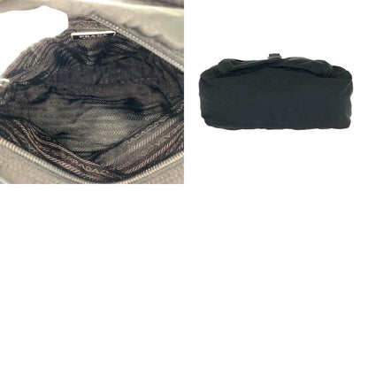 Prada Tessuto Triangle Logo Plate Black Silver Hardware Nylon/leather Shoulder