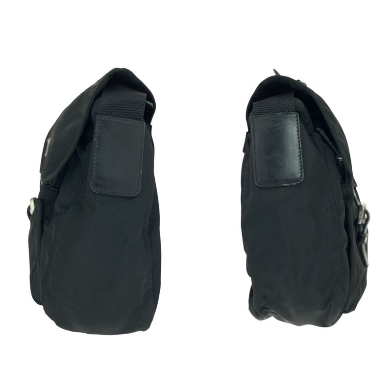 Prada Tessuto Triangle Logo Plate Black Silver Hardware Nylon/leather Shoulder