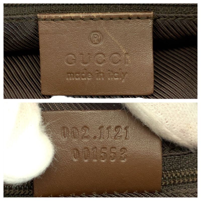 Gucci Beige Brown Gold Hardware GG Canvas/leather 002 1121 Tote Handbag Ladies