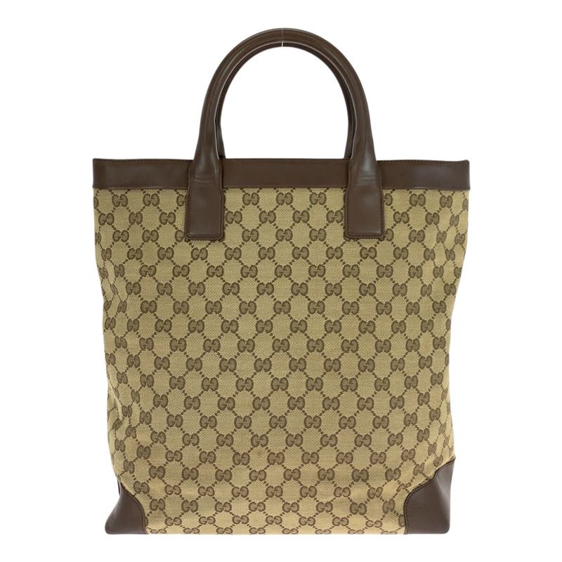 Gucci Beige Brown Gold Hardware GG Canvas/leather 002 1121 Tote Handbag Ladies