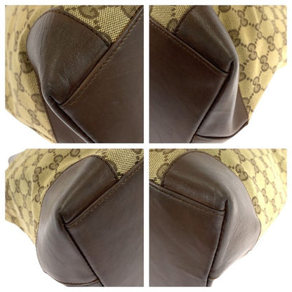 Gucci Beige Brown Gold Hardware GG Canvas/leather 002 1121 Tote Handbag Ladies