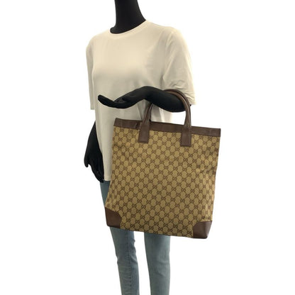 Gucci Beige Brown Gold Hardware GG Canvas/leather 002 1121 Tote Handbag Ladies