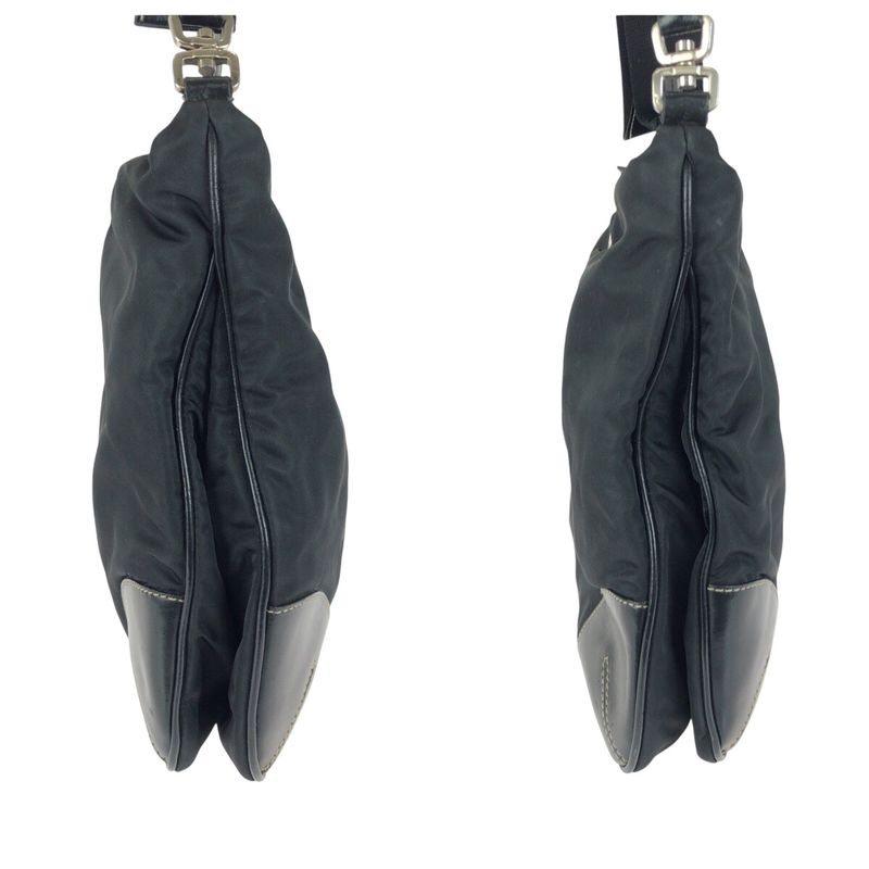 Prada Tessuto Triangle Logo Plate Black Silver Hardware Nylon/leather Shoulder