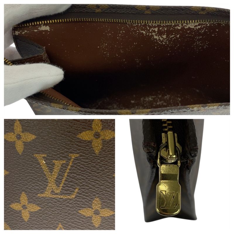 Louis Vuitton Vintage Monogram Poche Toilette 26 Brown Leather M47542 Clutch