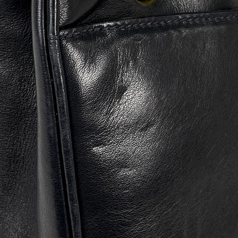 Chanel Coco Mark Chain Tote Shoulder Bag Tote Leather Navy Women's