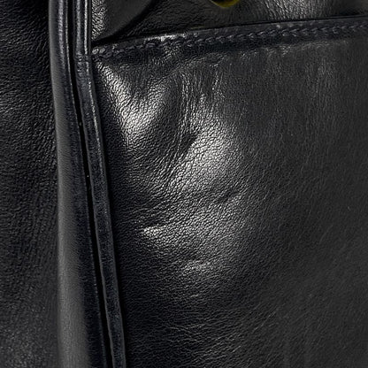 Chanel Coco Mark Chain Tote Shoulder Bag Tote Leather Navy Women's