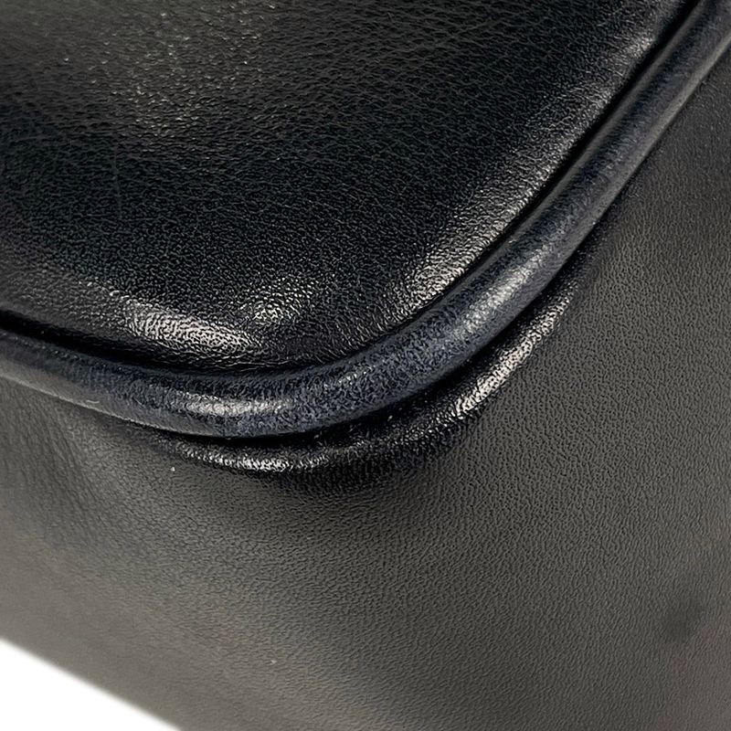 Chanel Coco Mark Chain Tote Shoulder Bag Tote Leather Navy Women's