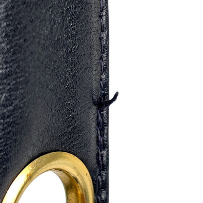 Chanel Coco Mark Chain Tote Shoulder Bag Tote Leather Navy Women's