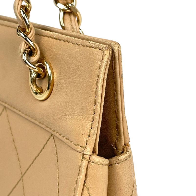 Chanel Coco Mark Chain Tote Matelasse Shoulder Bag Tote Leather Beige Women
