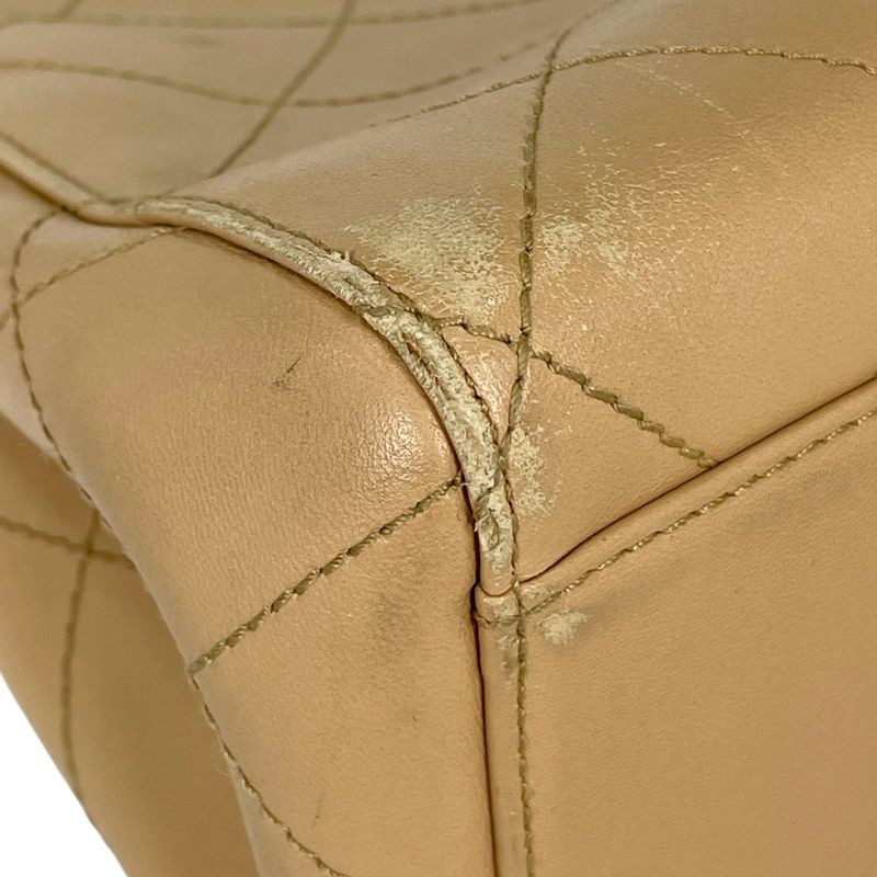 Chanel Coco Mark Chain Tote Matelasse Shoulder Bag Tote Leather Beige Women