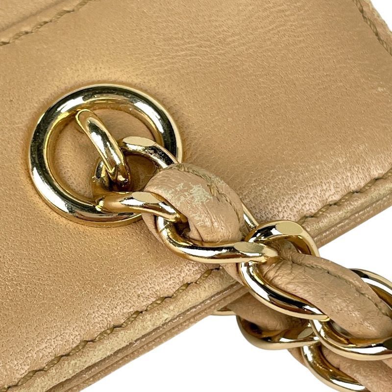 Chanel Coco Mark Chain Tote Matelasse Shoulder Bag Tote Leather Beige Women