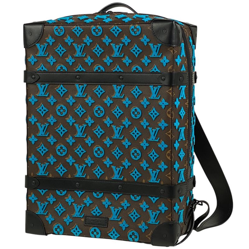 Louis Vuitton Soft Trunk Backpack PM Handbag Backpack Monogram Brown Blue