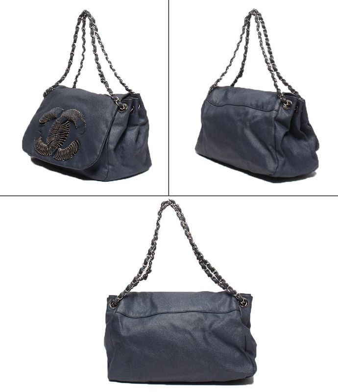 Chanel Double Chain Shoulder Bag Silver Hardware 12th Ladies Chanel