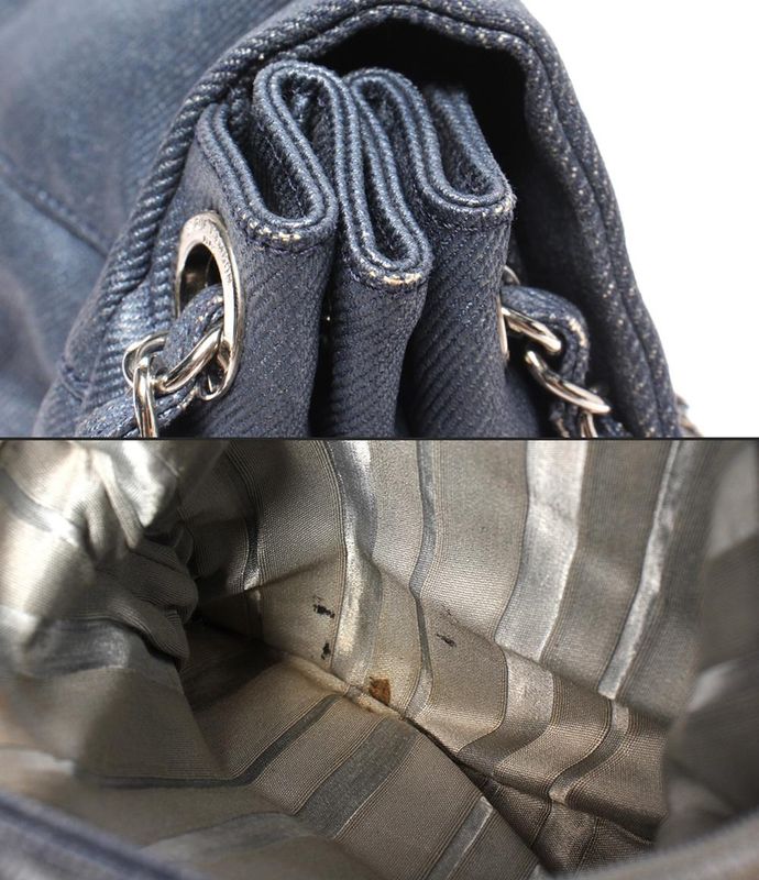 Chanel Double Chain Shoulder Bag Silver Hardware 12th Ladies Chanel