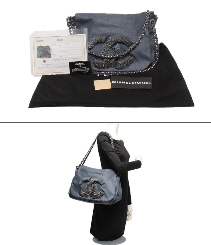 Chanel Double Chain Shoulder Bag Silver Hardware 12th Ladies Chanel